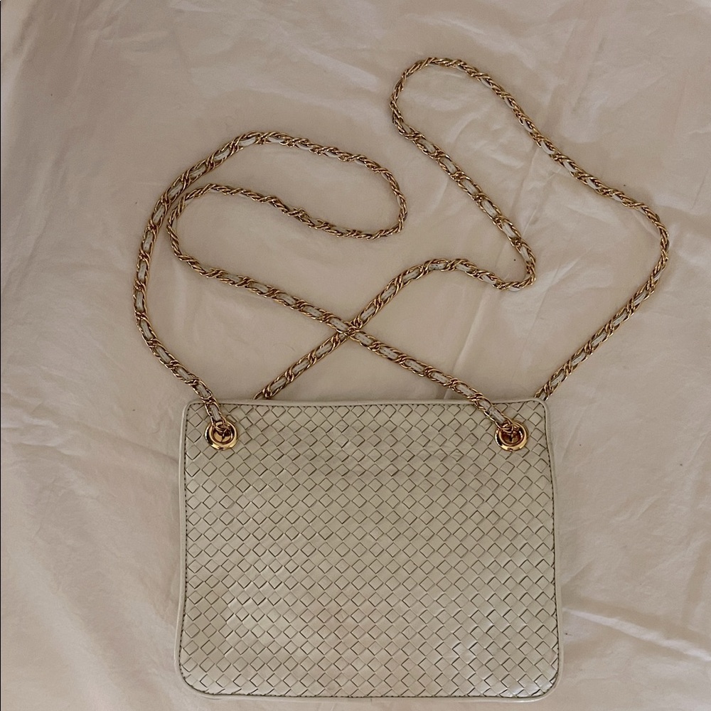 Ganson Elegant Gold Chain Woven Leather Handbag Vintage